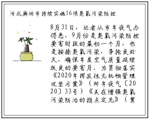 河北廊坊市持续实施16项臭氧污染防控措施_kaiyun网页版登录入口