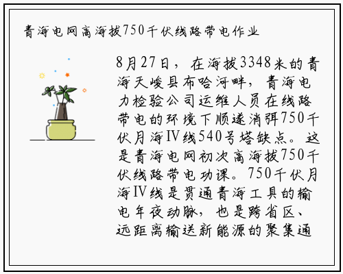 青海电网高海拔750千伏线路带电作业实施_kaiyun网页版登录入口